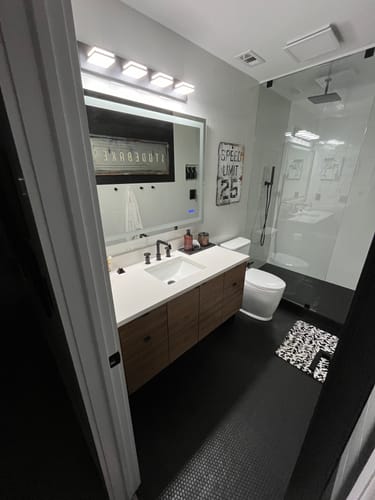 Customer photo review of Austin 48" Wall Mount American Black Walnut Bathroom Vanity