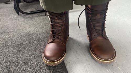 Customer photo review of The Veldskoen MoveMe Traveler Boot (Brown leather with Gum sole)