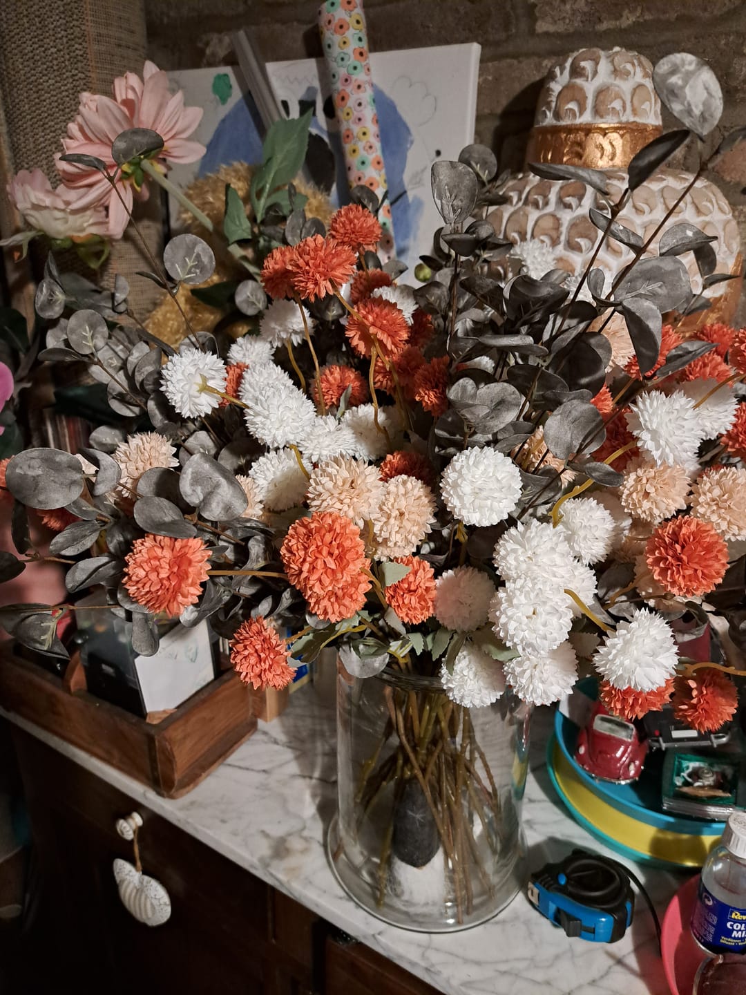 Customer photo review of Zijden Kiku Bloemen - Omber