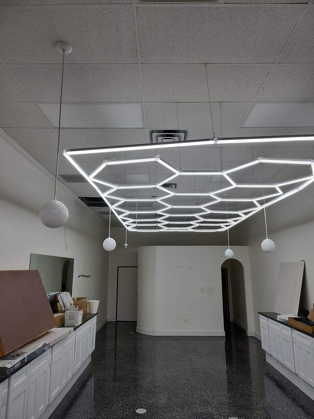 Customer photo review of Hexagon Garage Lights | LED Ceiling Grid