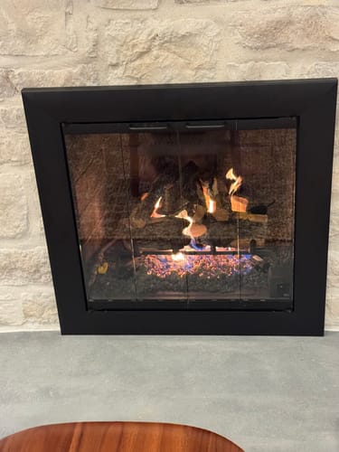 Customer photo review of Reflection - Custom Masonry Fireplace Glass Doors
