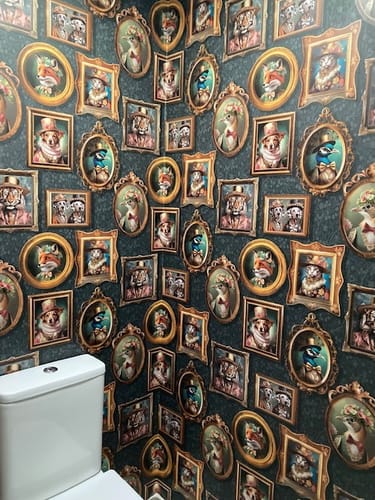 Customer photo review of Regal Beasts - Whimsical Animal Wallpaper - Charcoal