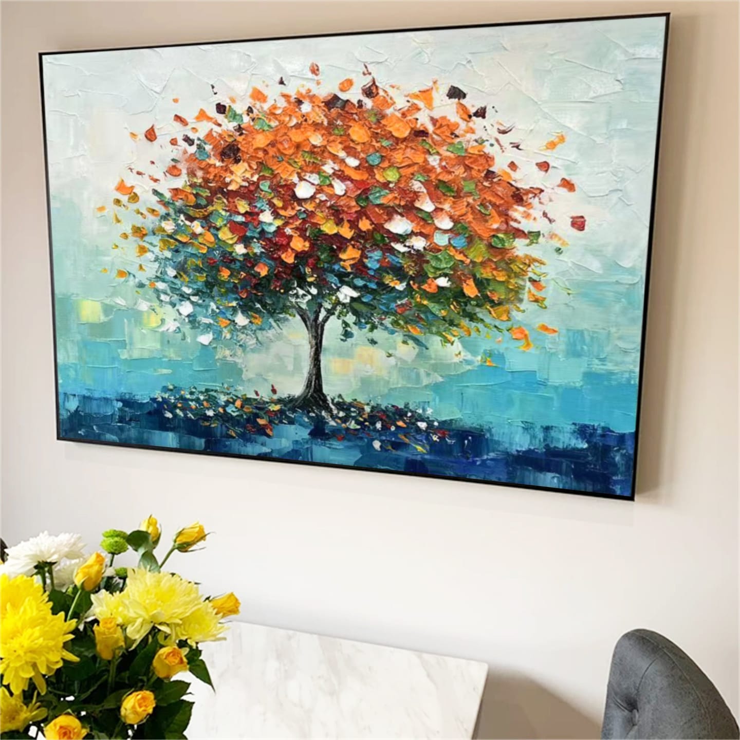 Customer photo review of Colorful Tree Textured Painting Canvas #TP004