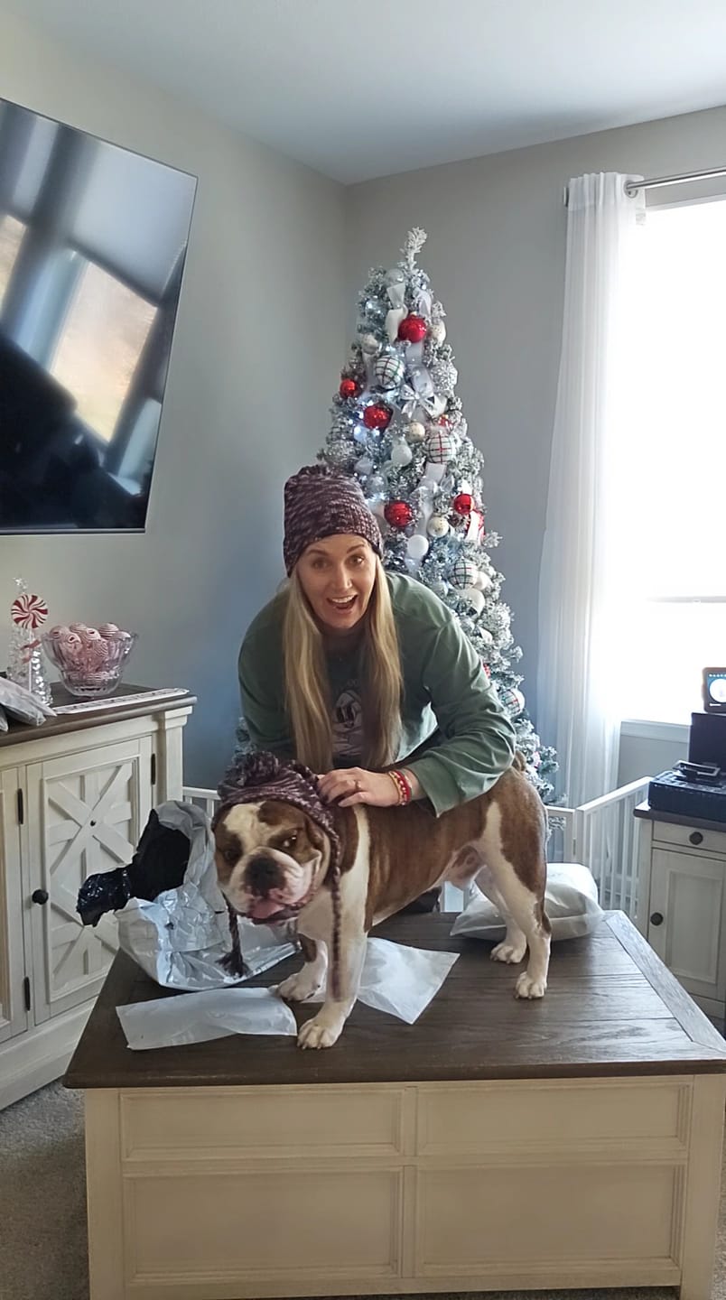 Customer photo review of Human Pompom Hat - Chestnut