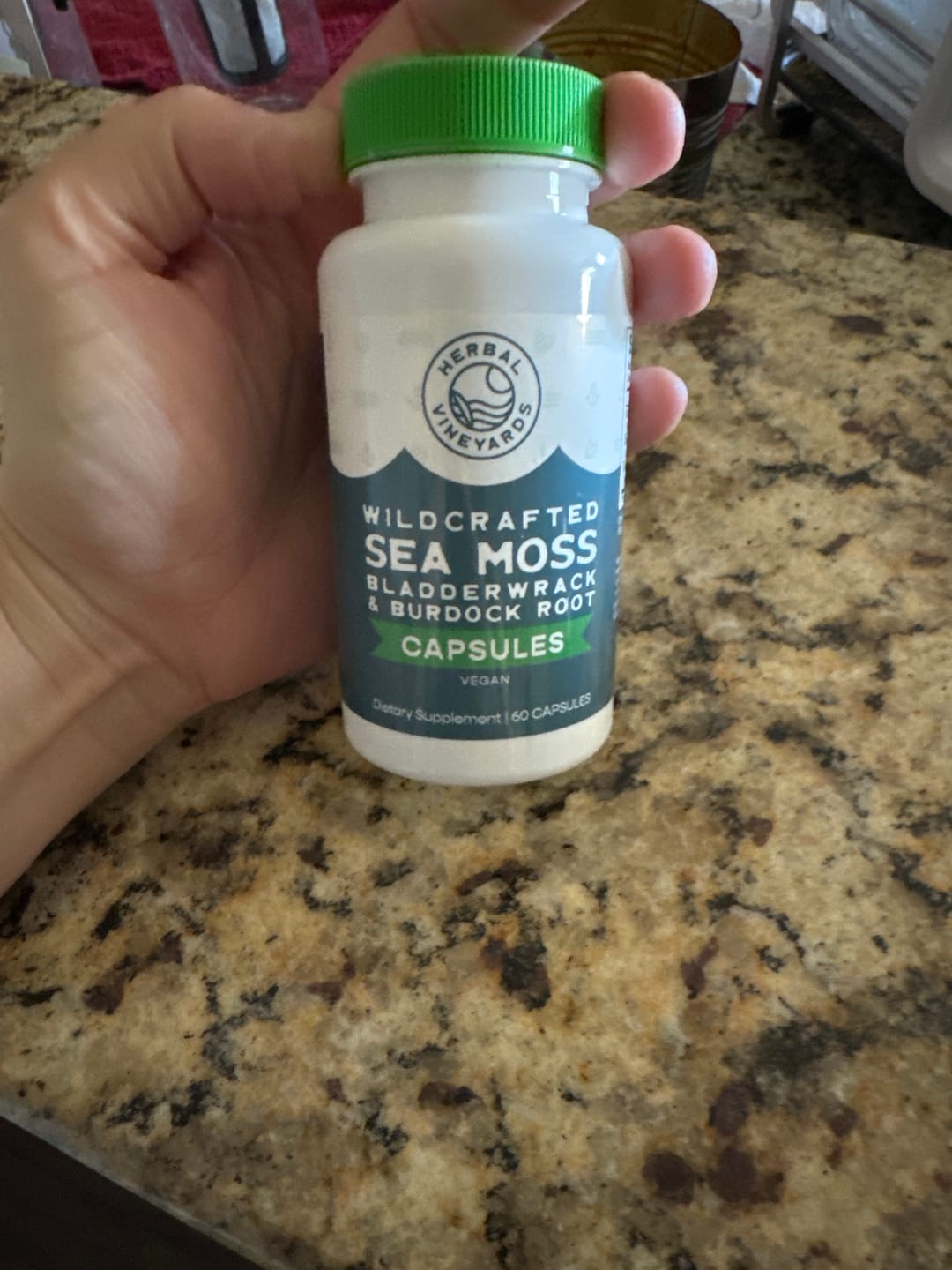 Customer photo review of ORGANIC SEA MOSS, BLADDERWRACK & BURDOCK ROOT VEGETABLE CAPSULES (1500 MG) - 60 Capsules