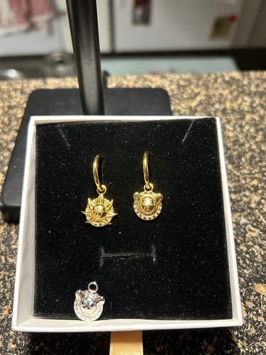 Customer photo review of Pirate Ship Earrings