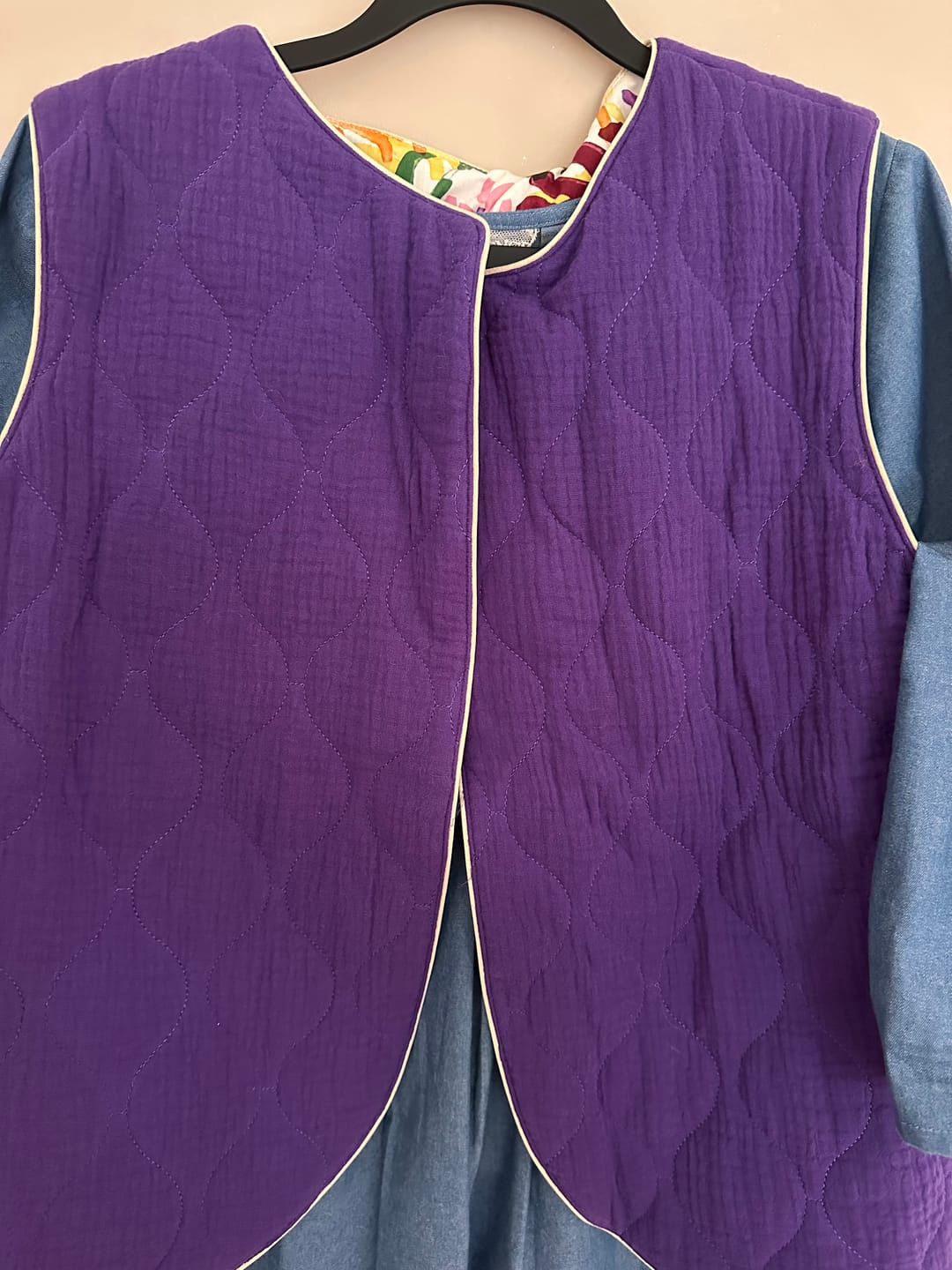 Customer photo review of Veston Gaston en matelassé aubergine / popeline Floraison