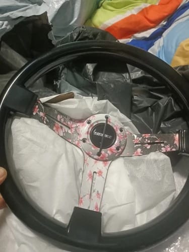 Customer photo review of Cherry Blossom Steering Wheel 14"