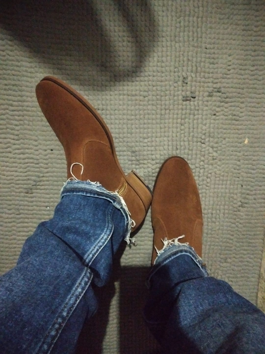 Customer photo review of Cuban Zipper Boots - Beige Suede