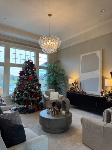 Customer photo review of Brass Cluster Sculpture Texture Glass Globe Bubble Chandelier