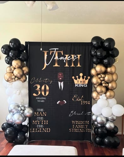 Customer photo review of Custom Magazine The King Birthday Backdrop