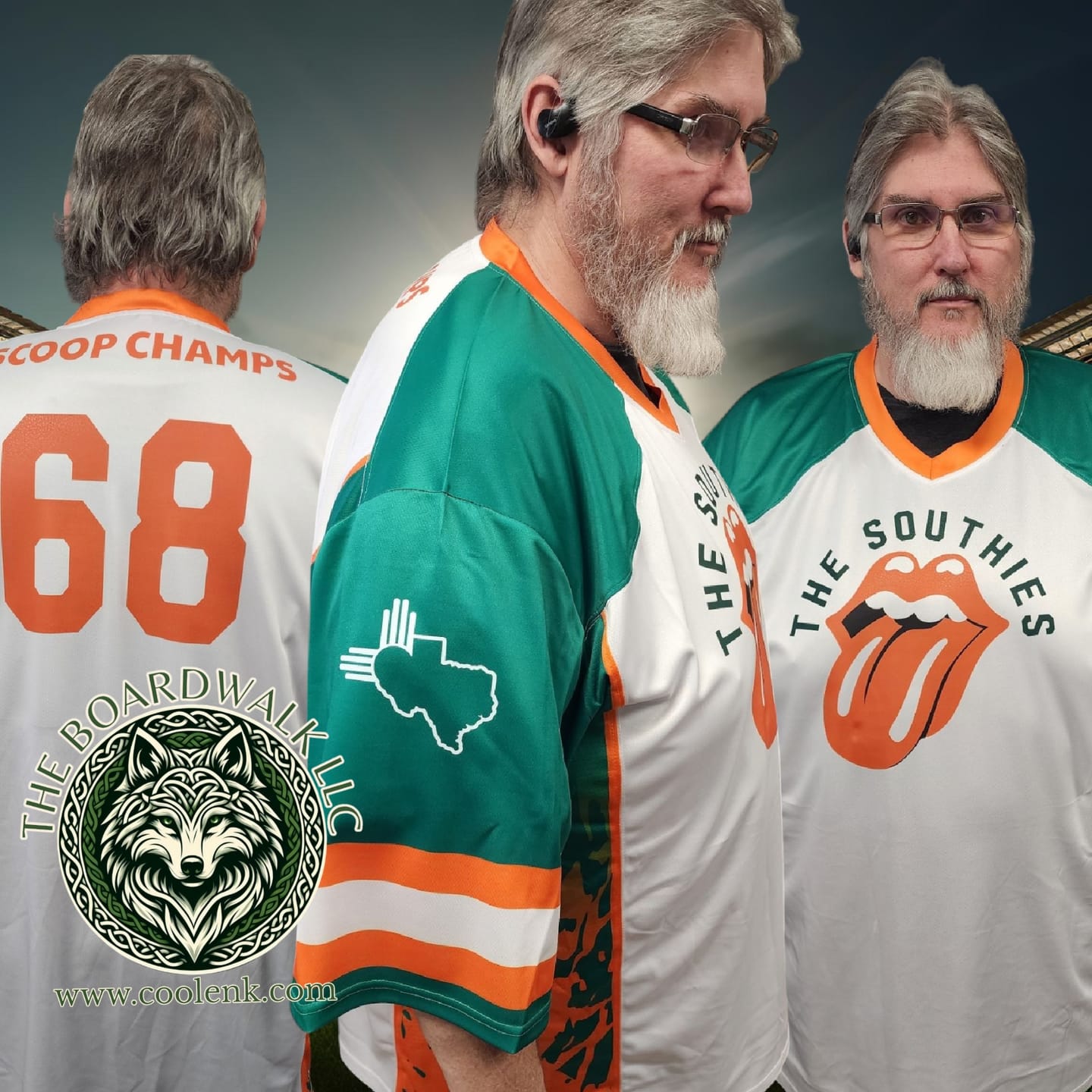 Customer photo review of Custom White Kelly Green-Orange Raglan Sleeves Personalized Side Pattern Authentic Football Jersey