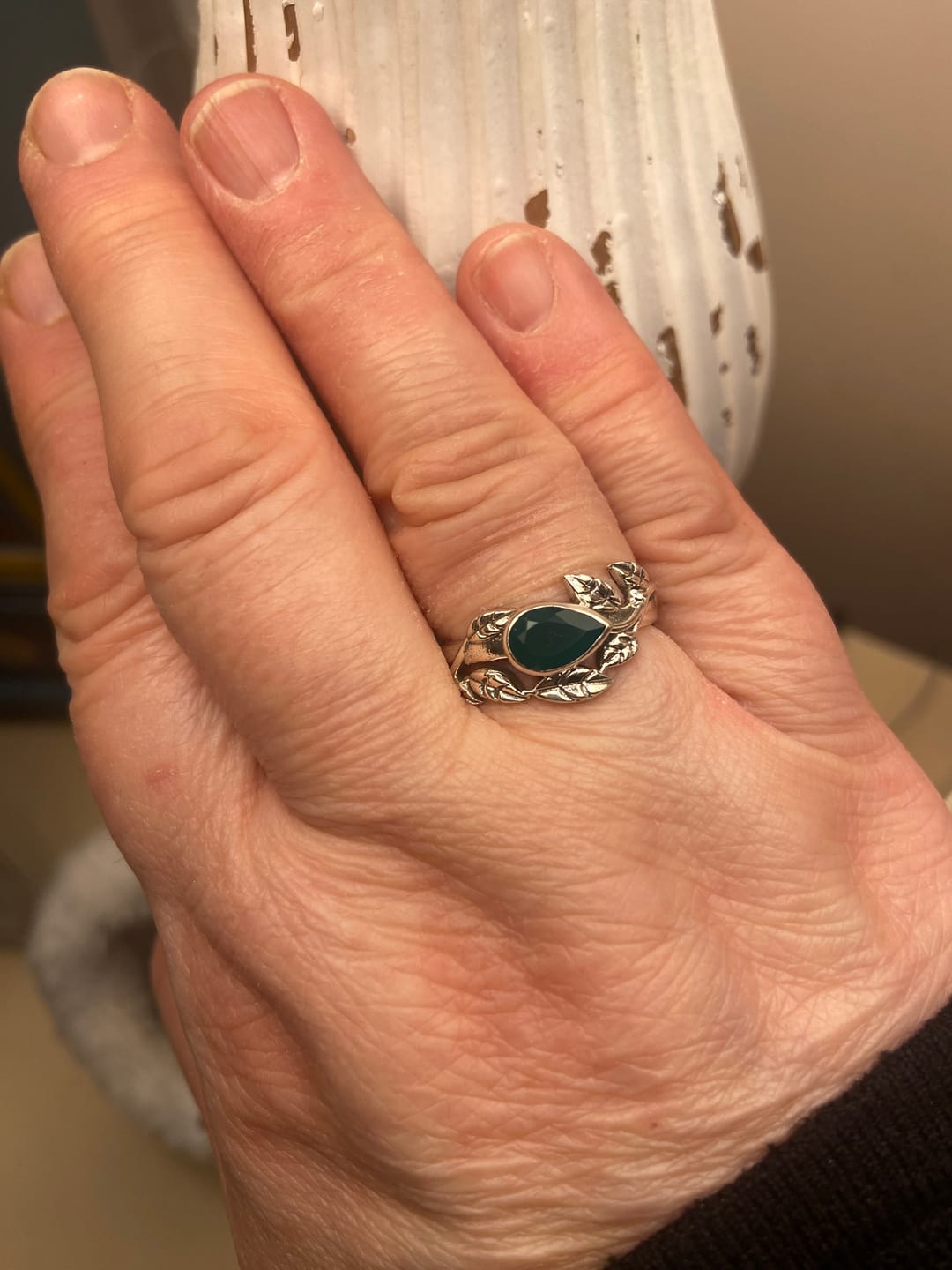 Customer photo review of Leaves Green Onyx Ring