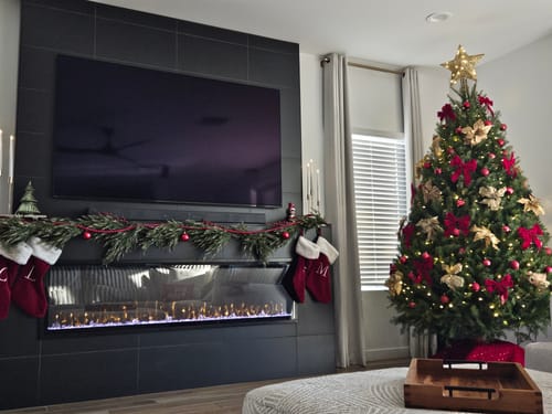 Customer photo review of Touchstone Sideline Elite 72 Inch Smart Wall-Mount / Recessed Linear Electric Fireplace