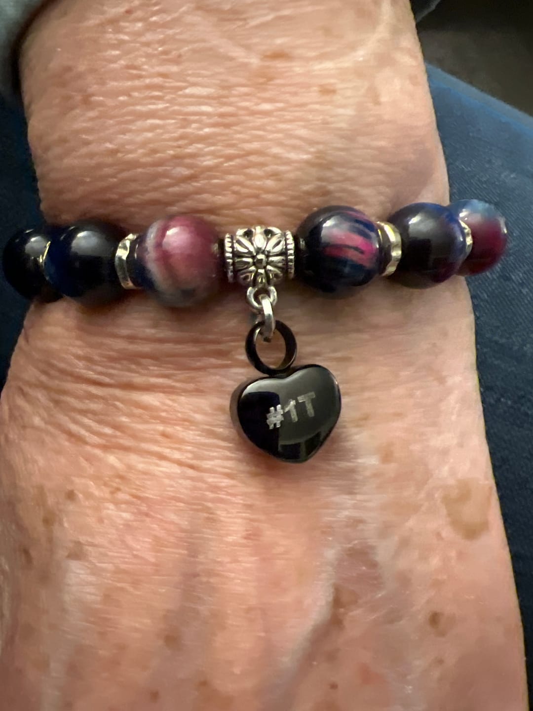 Customer photo review of Rainbow Tiger Eye Keepsake Urn Heart Bracelet - Fill at Home