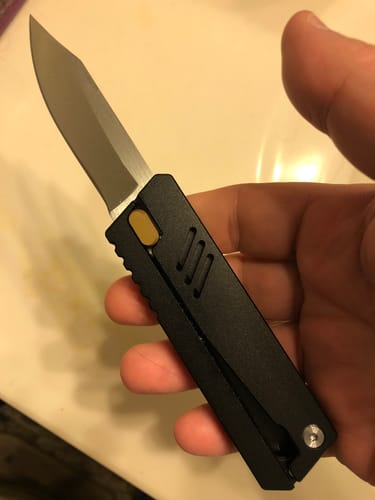 Customer photo review of Shadow Glide Gravity Knife | Sleek Gravity-Assisted Tactical Blade - Blade City