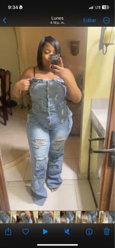 Customer photo review of Strapless Ripped Denim Jumpsuit