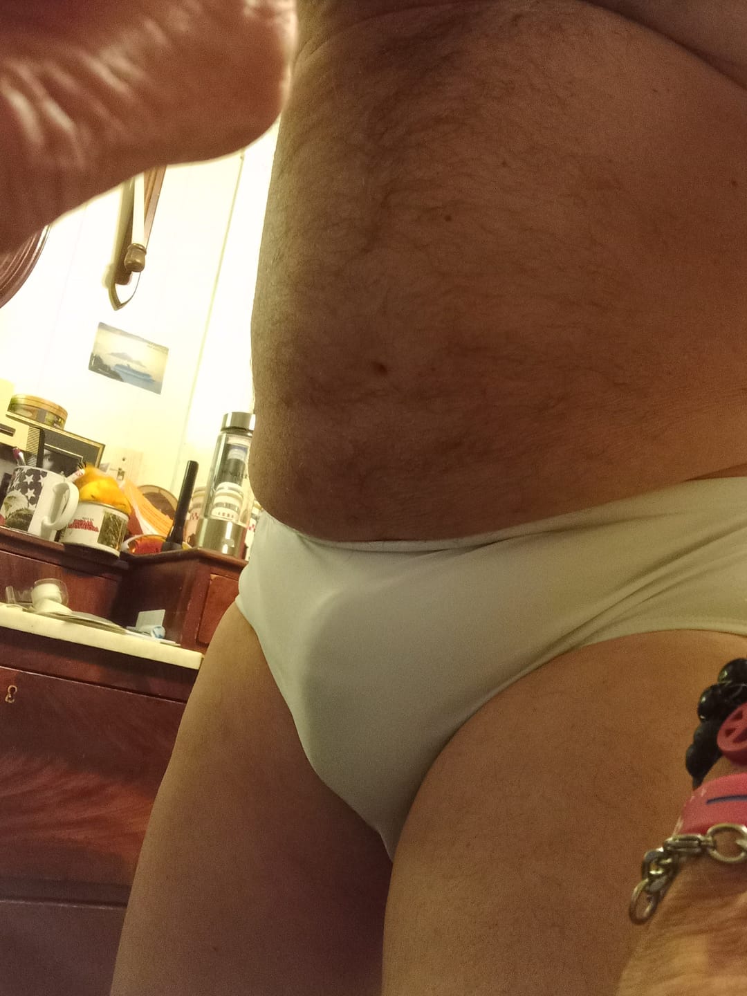 Customer photo review of Men’s Shiny Solid Color Swim Briefs