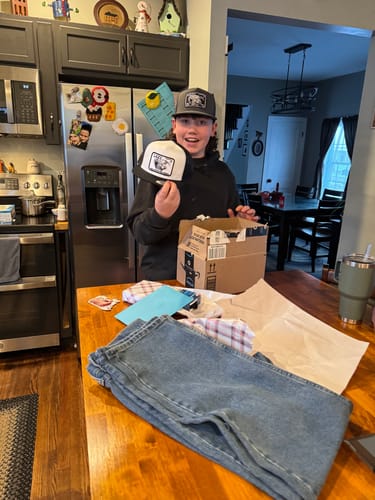 Customer photo review of Lazy J Ranch Dark Grey Black Elevation Hereford Classic Five Panel Trucker Hat