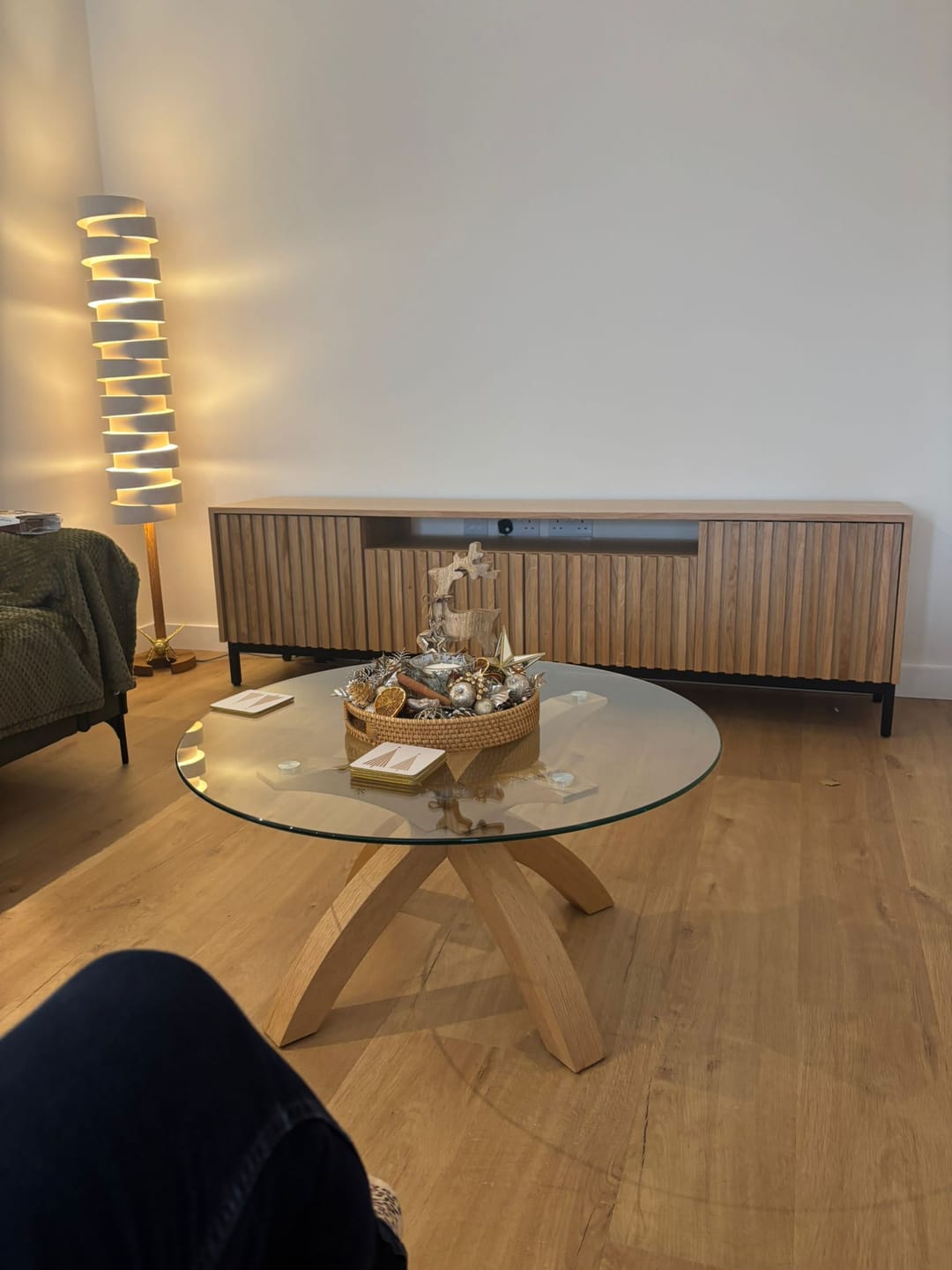 Customer photo review of Fluted Oak TV Unit