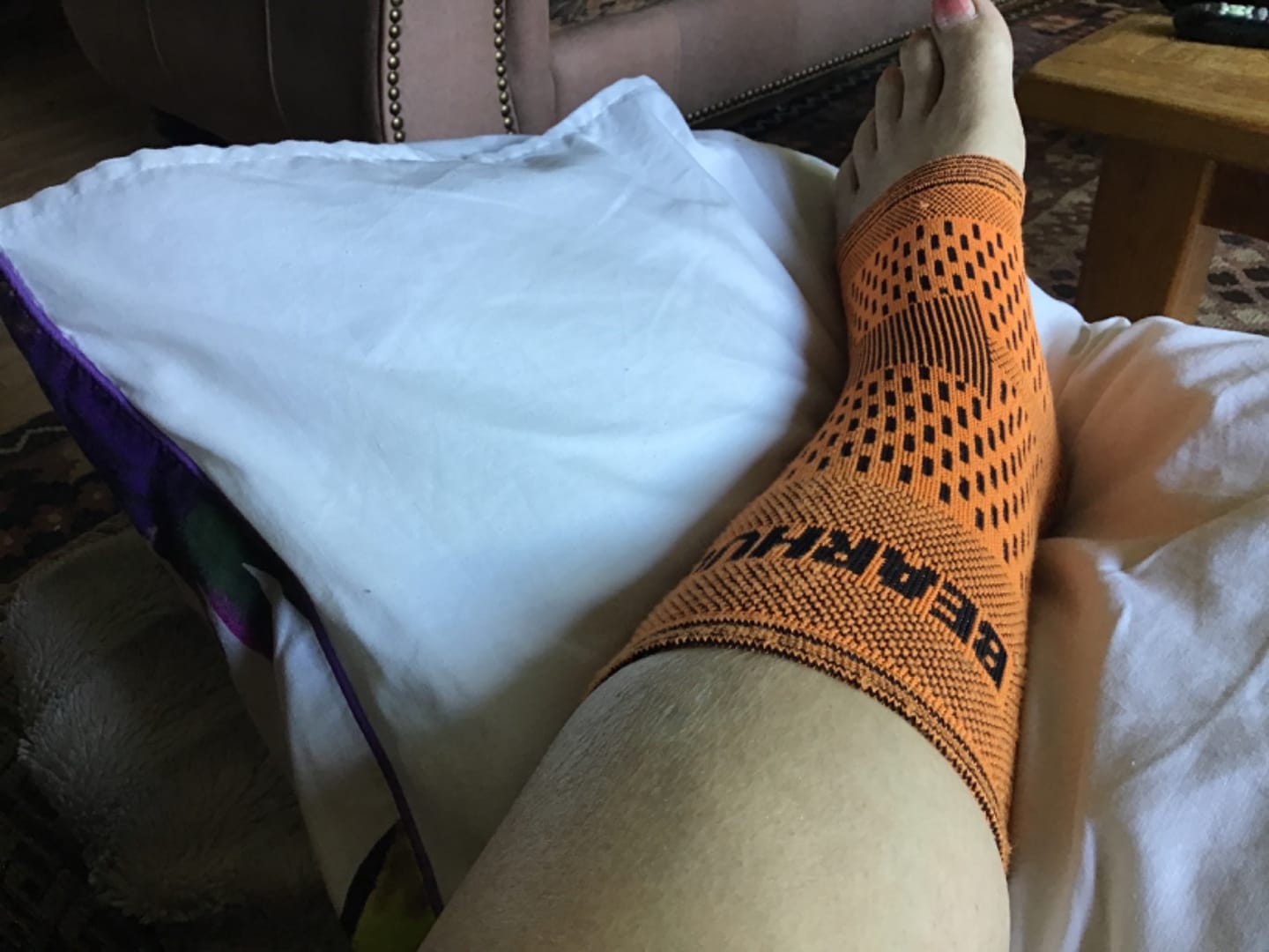 Customer photo review of Bamboo Ankle Compression Support Sleeve For Achilles Tendon And Ankle Sprains