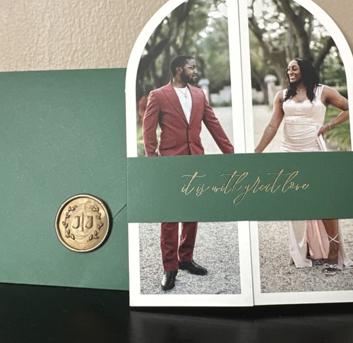 Customer photo review of Arch & Gatefold Wedding Invitation with Photo