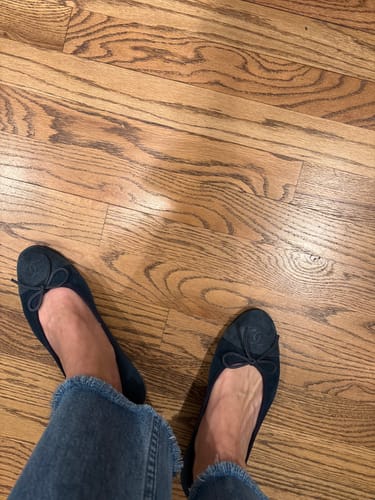 Customer photo review of ballet flat dark blue suede calfskin