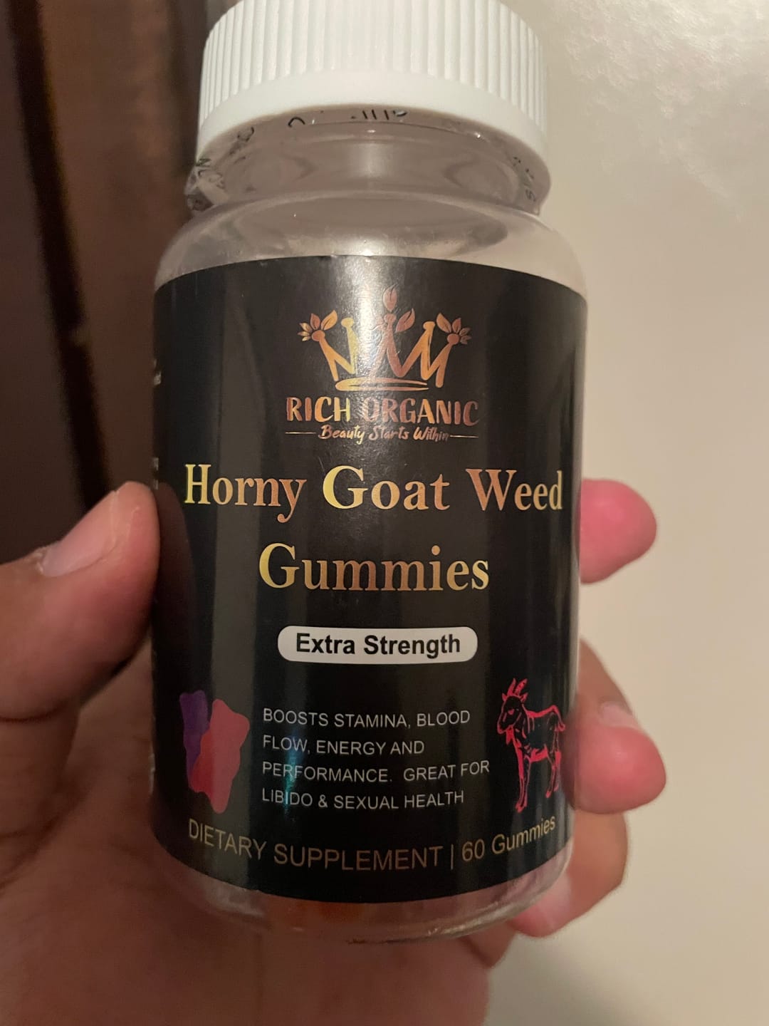 Customer photo review of Horny Goat weed xtra strength Gummies, Passion fruit 0 grams sugar