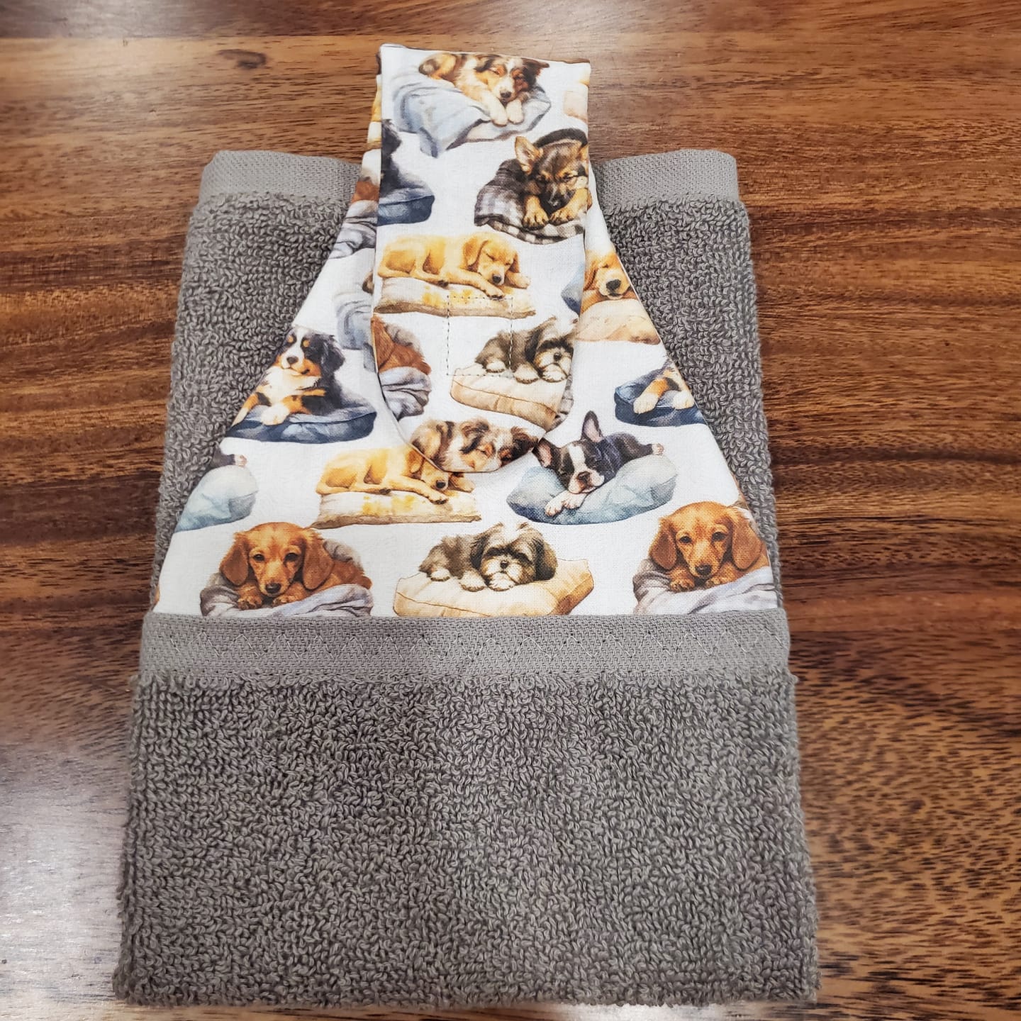 Customer photo review of Sleeping Pups In Doggy Beds Fabric