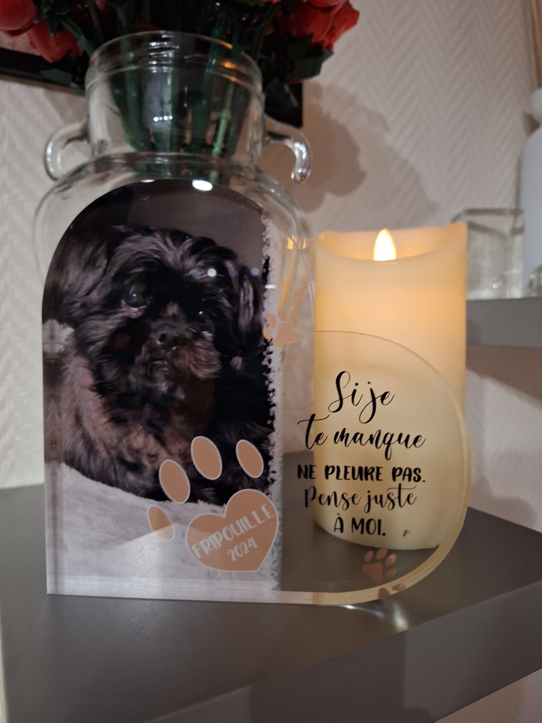 Customer photo review of Si je te manque - Cœur en verre personnalisé
