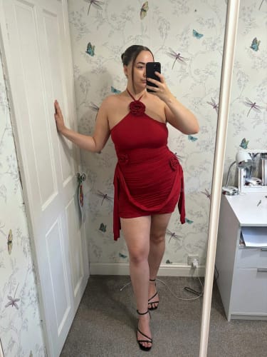 Customer photo review of Halter-Neck Mini Dress