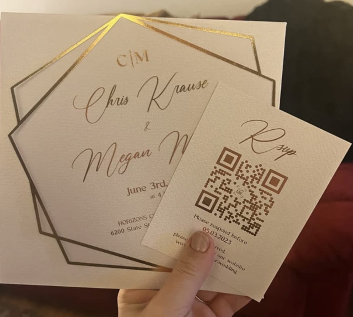 Customer photo review of Gold Foil Printed Acrylic Invitation with White Envelope