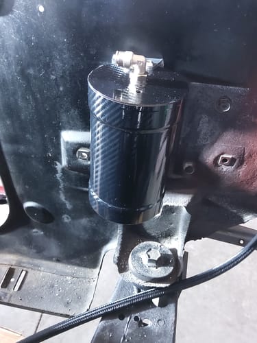 Customer photo review of Motion Raceworks Coolant / Transmission Billet Overflow Catch Can
