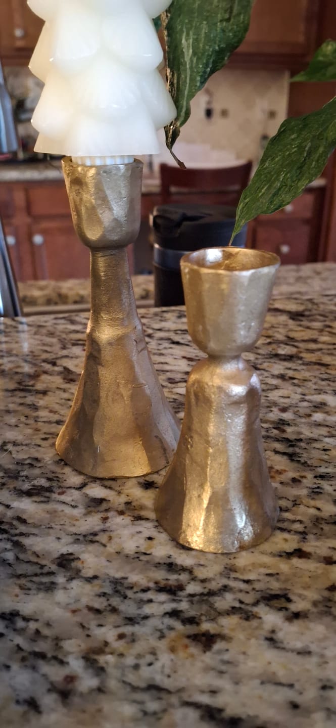 Customer photo review of Gold Taper Candle Holder | Set of 2