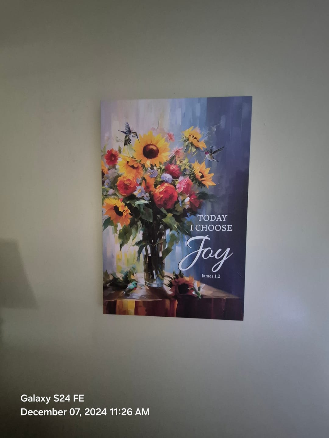 Customer photo review of Today I Choose Joy, Hummingbird Sunflower, Wall Art Canvas
