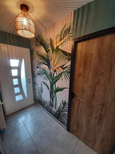Customer photo review of Papier peint panoramique tendance tropicale oiseau du paradis