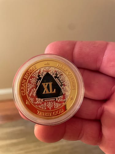 Customer photo review of 40 Year 40mm Gold & Silver AA Medallion - Bi-Plate Fancy Forty Year Chip/Coin