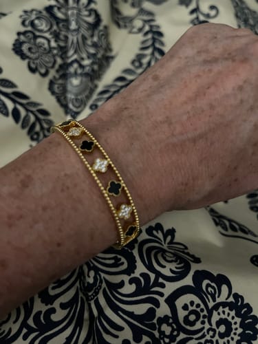 Customer photo review of CZ Beaded Black Floral Adjustment Bracelets