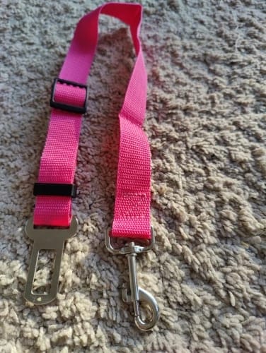 Customer photo review of Vehicle Safety Belt for Pets - Adjustable Harness with Lead Clip for Dogs and Cats