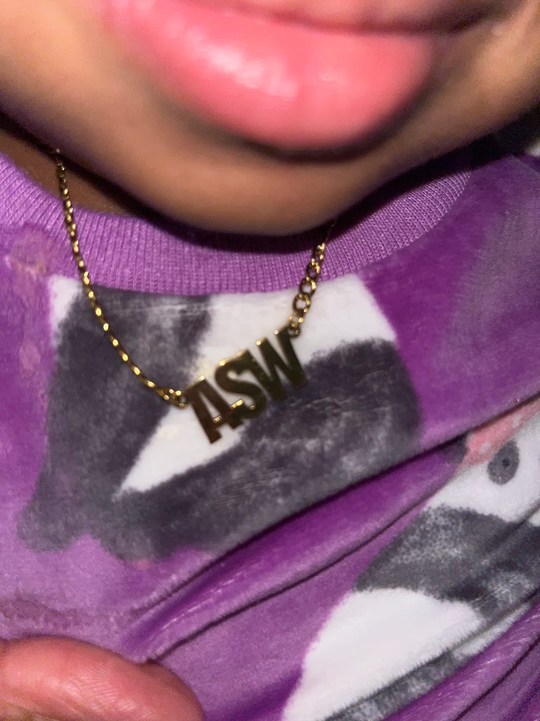 Customer photo review of Kids Block Name Necklace w/ Cuban Chain