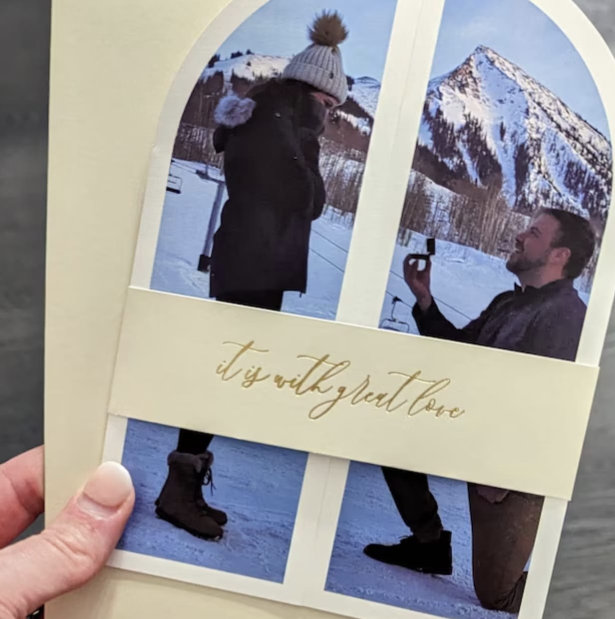 Customer photo review of Arch & Gatefold Wedding Invitation with Photo