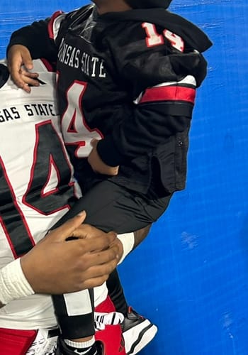 Customer photo review of Custom Black White-Red Mesh Authentic Football Jersey