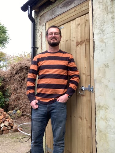 Customer photo review of Slub Cotton Wide Striped Long Sleeve T-Shirt - Black/Orange