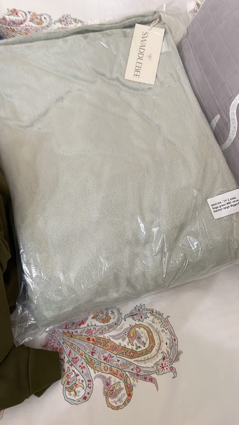 Customer photo review of BiggerBee Throw Blanket ~ Sage Green