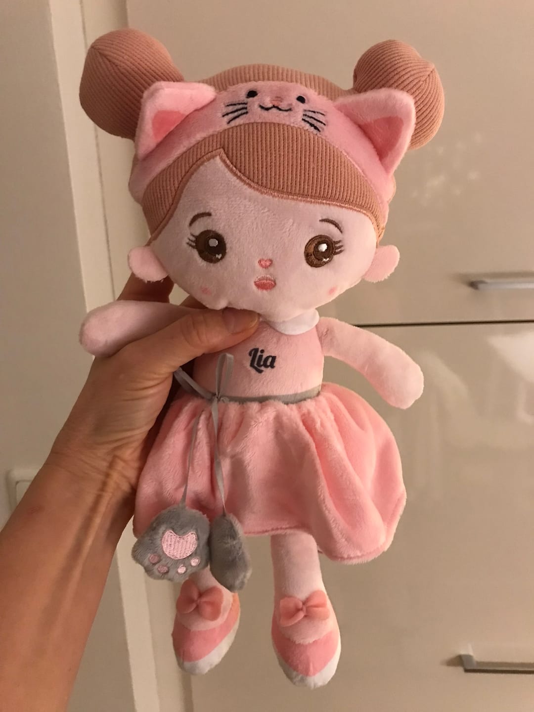 Customer photo review of Personalisierte Plüschpuppen mit Offenen Augen aus Rosa Katze