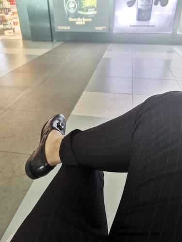 Customer photo review of Trousers With Belt Loop -  Black Pinstripes (Stretchable)