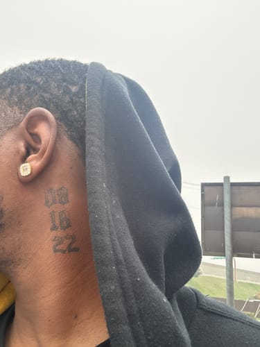 Customer photo review of Double Baguette Halo Moissanite Earrings 14K Gold