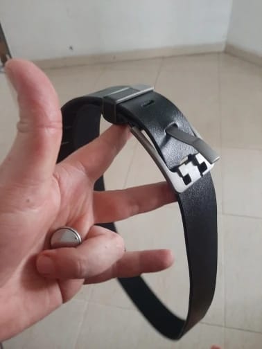Customer photo review of Genuine Leather Belt Sculpted Buckle — Black | KIMLUD