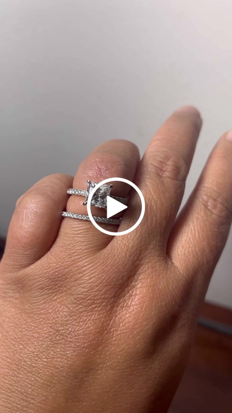 Customer video review of S925 Moissanite 2.0~3.0 Carat Square Princess Cut Engagement Ring