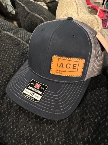 Customer photo review of Custom Leather Patch Hats Richardson 112 Laser Engraved